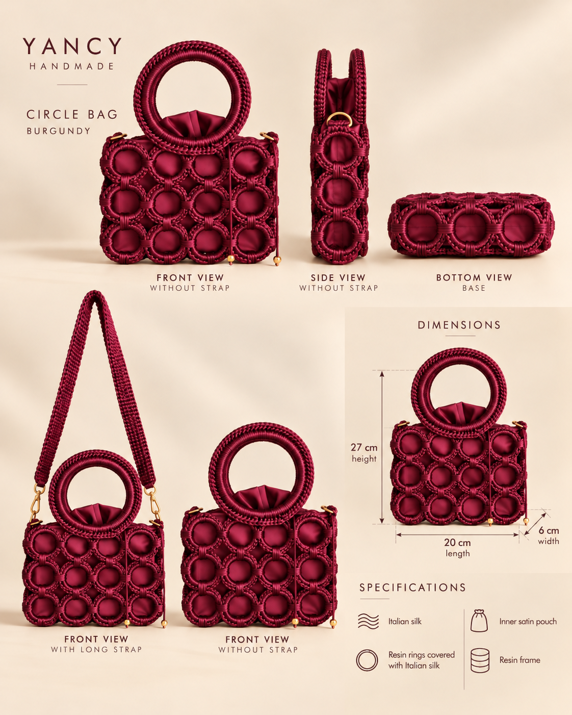 Burgundy Circle Satin Purse