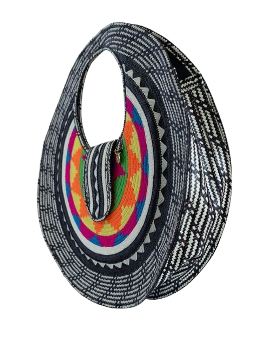 Handwoven palm leaf bag with artisan craftsmanship