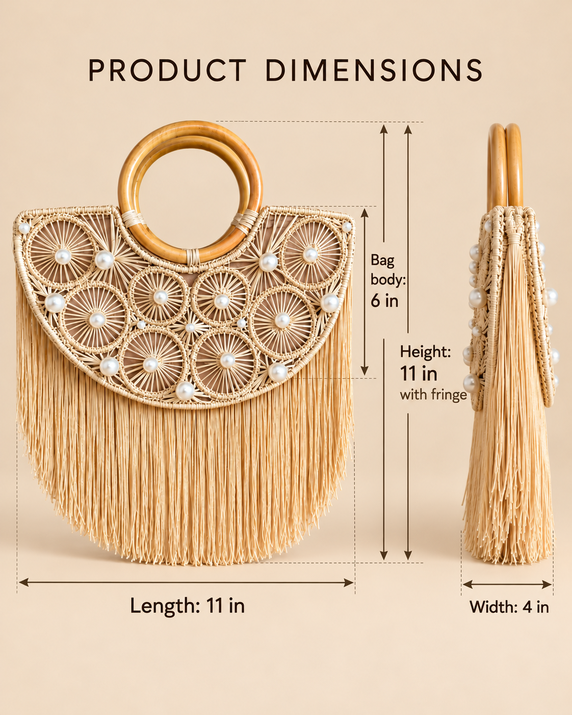 Sunkissed Fringe Half-moon Handbag