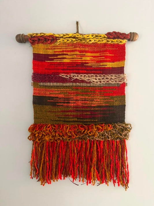 Colombian artisan wall tapestry with geometric design