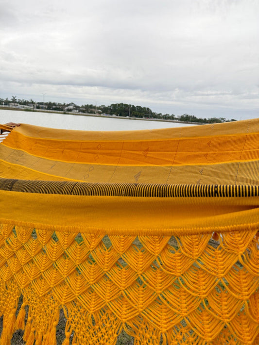 Handmade hammock with elegant macrame pattern