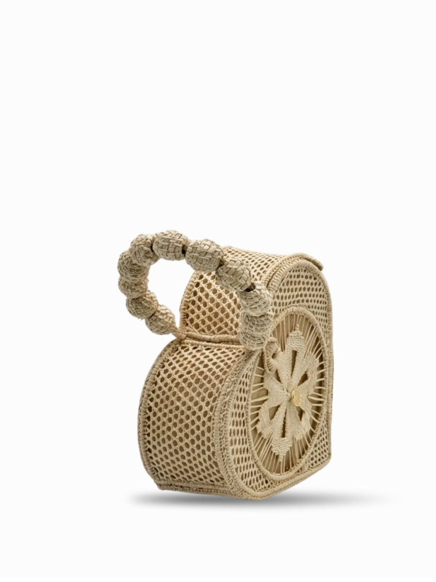 Amor handmade woven rattan bag with artisan texture