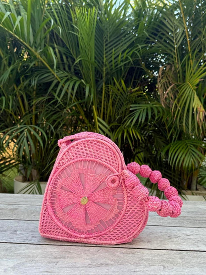Amor handmade rattan bag with woven artisan design
