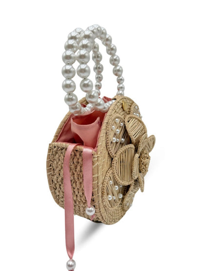 Handmade rattan bag with natural texture