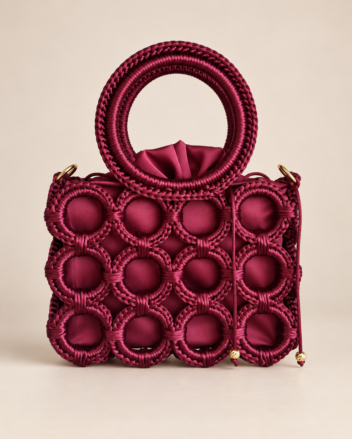 Burgundy Circle Satin Purse