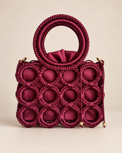 Burgundy Circle Satin Purse