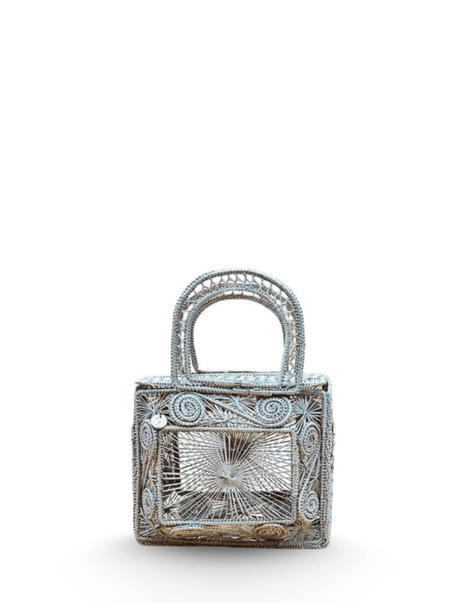 Woven rattan bag crafted by Colombian artisans