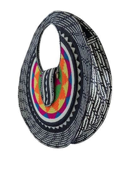 Handwoven palm leaf bag with artisan craftsmanship