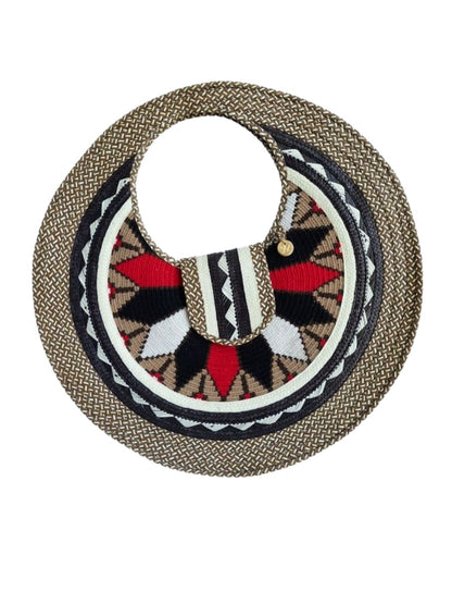 Duo Culture Palm Bag with handwoven palm leaf design