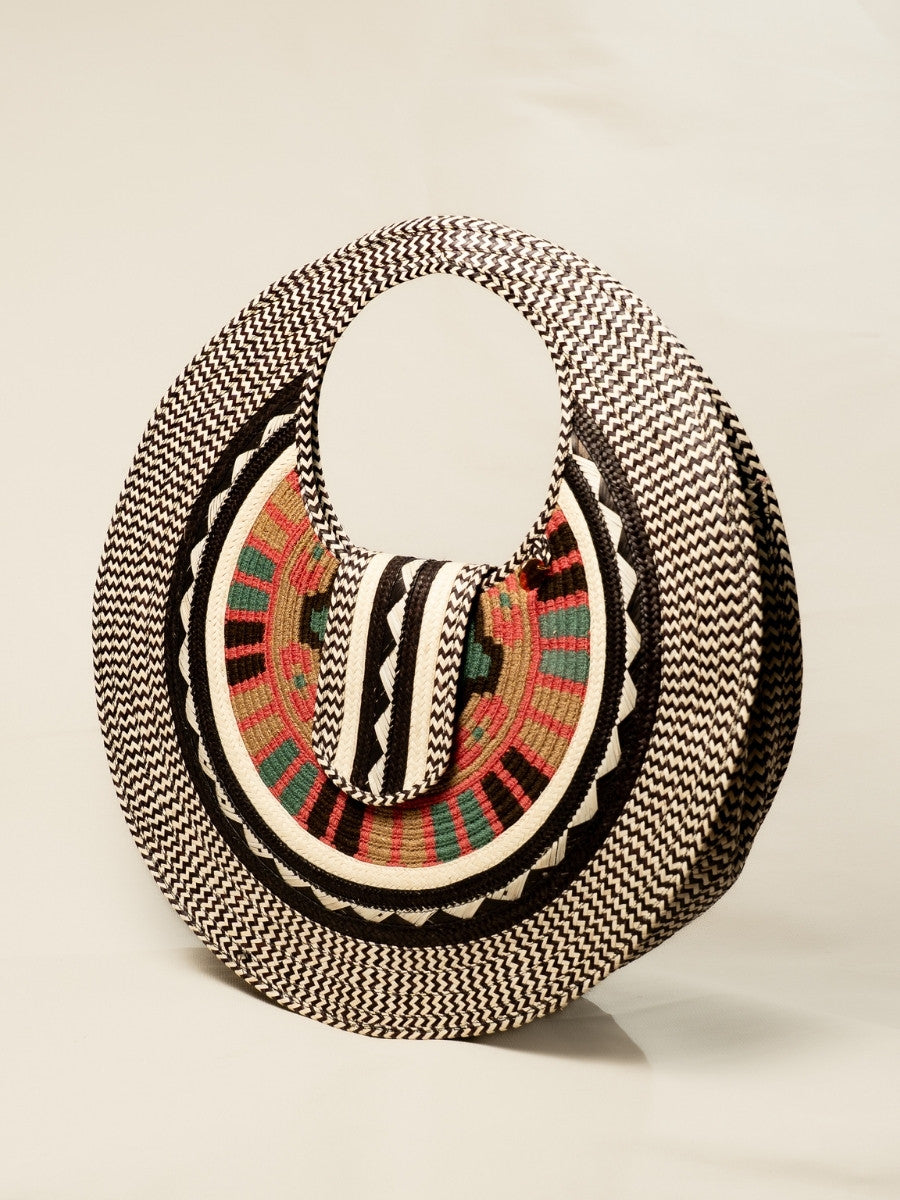 Handmade artisan palm bag with classic woven character