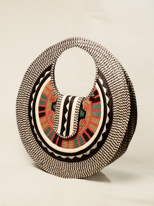 Handmade artisan palm bag with classic woven character
