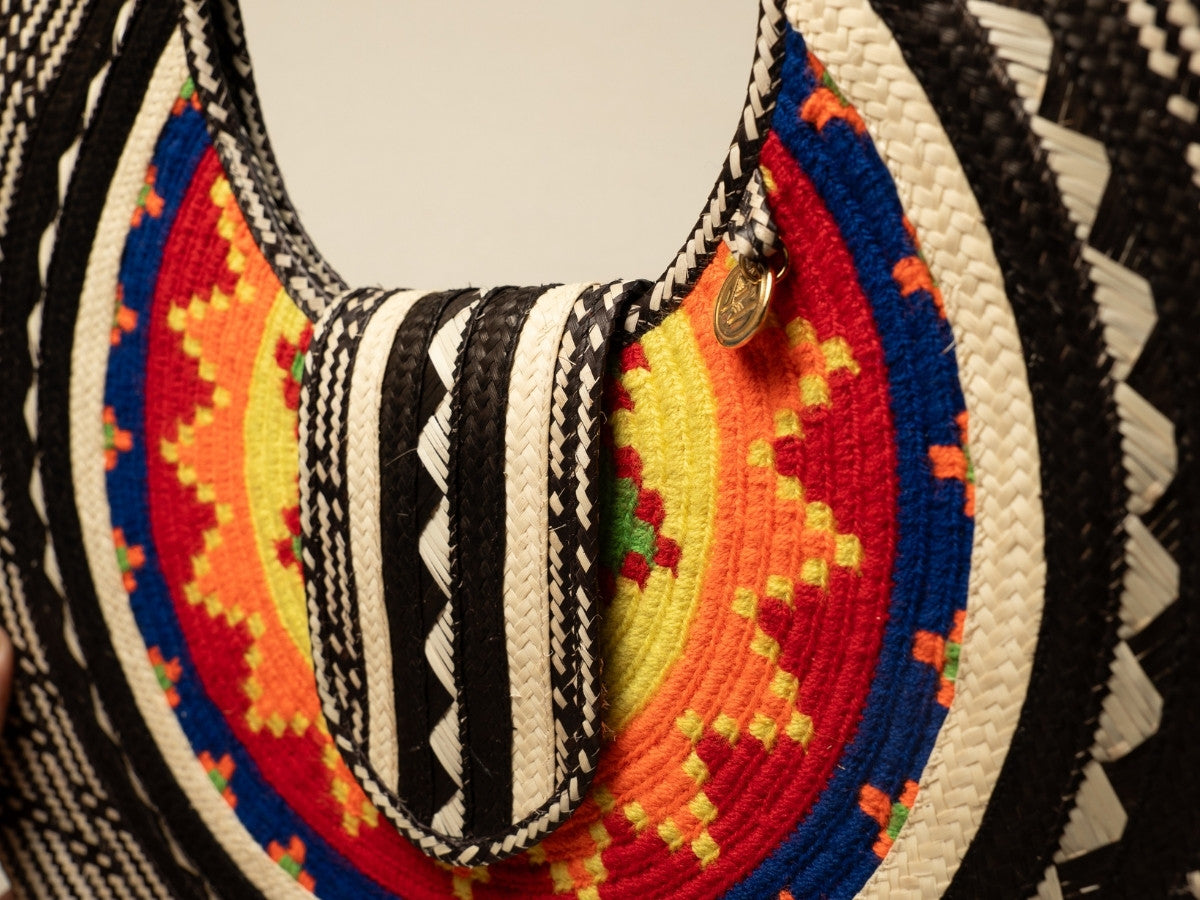 Handmade palm bag with elegant woven texture