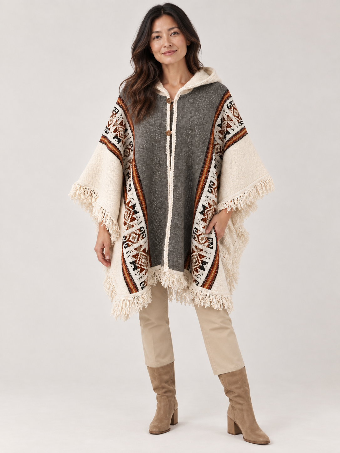 Mariela Poncho — Gray & Cream