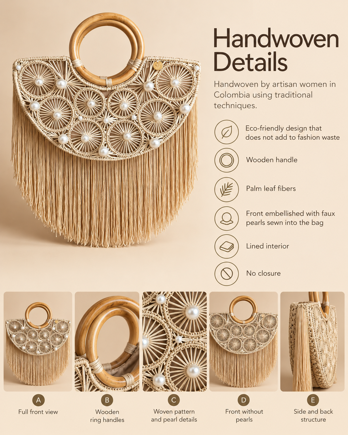 Sunkissed Fringe Half-moon Handbag