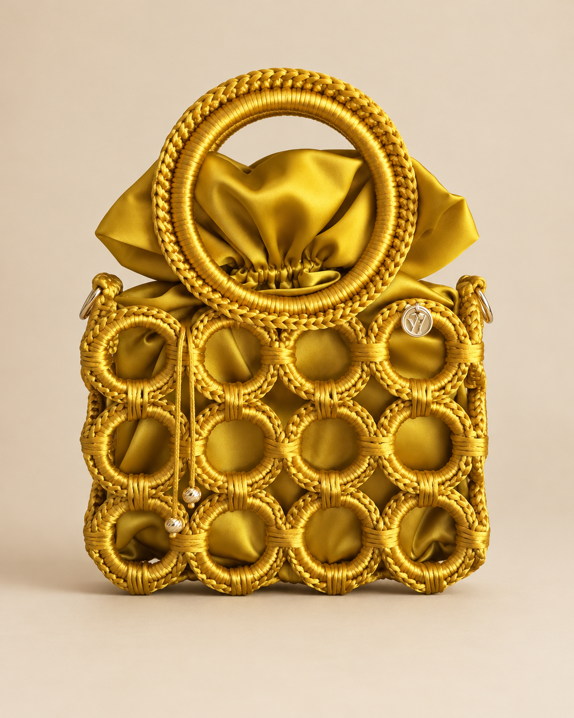 Golden Circle Satin Purse