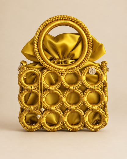 Golden Circle Satin Purse
