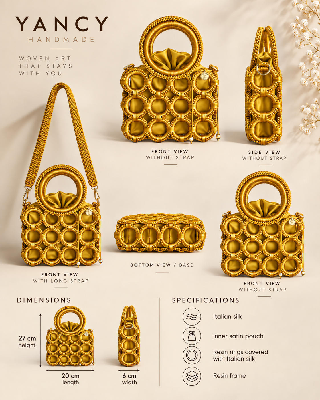 Golden Circle Satin Purse