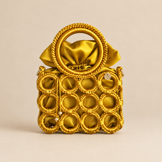 Golden Circle Satin Purse