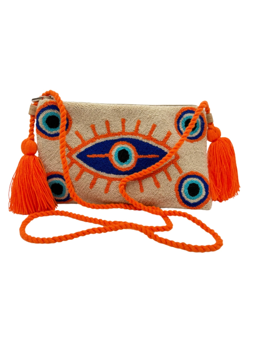 Crossbody clutch with traditional handcrafted design
