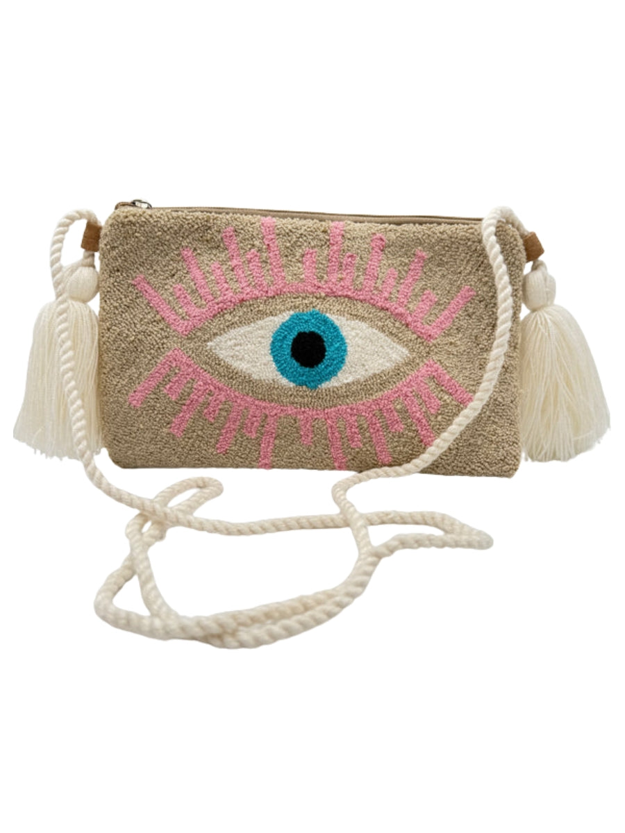 Lightweight crossbody clutch with artisan craftsmanship