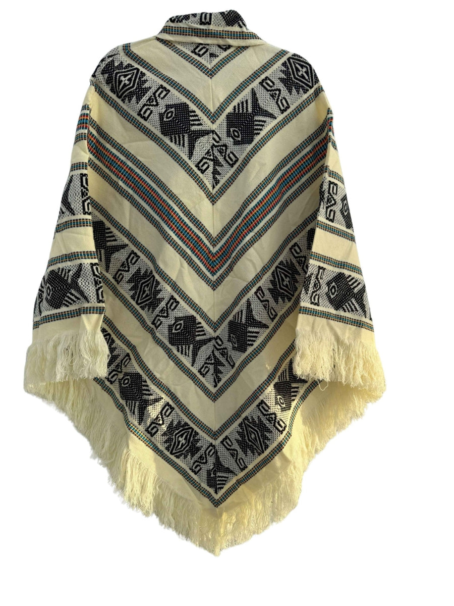 Handmade alpaca poncho with artisan woven design