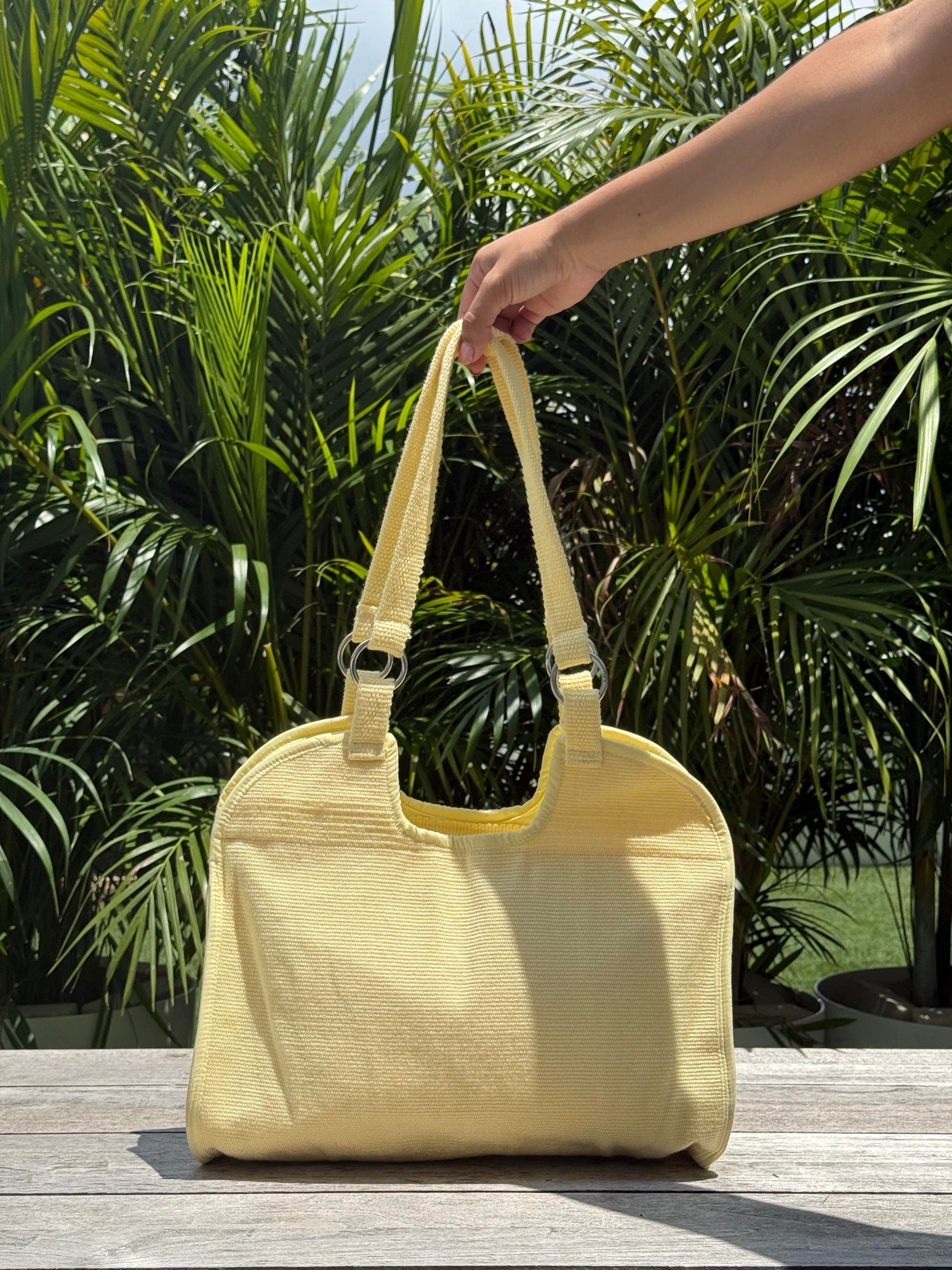 Handmade boho bag with cultural textile design