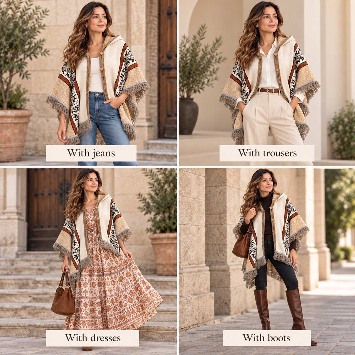 Isabela Poncho — Cream