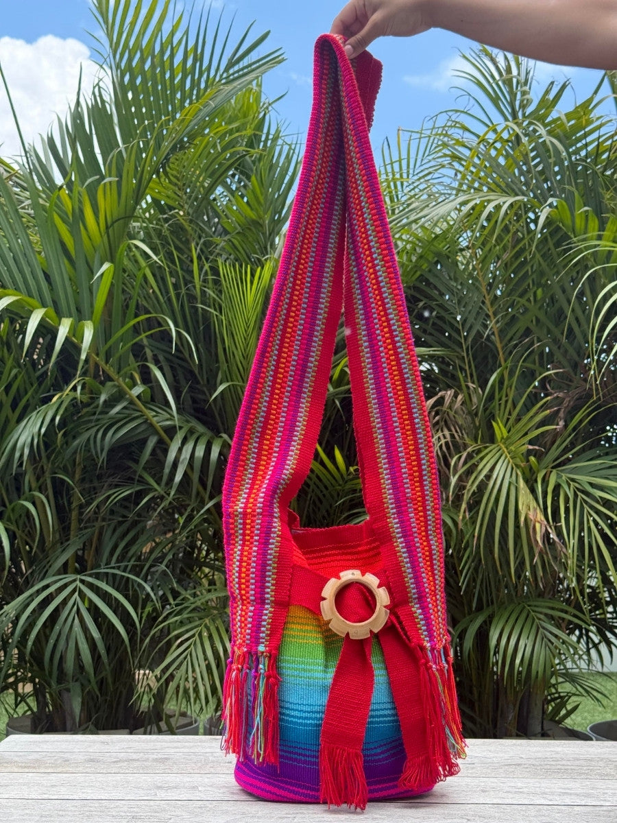 Handwoven tote bag strap detail with durable woven finish