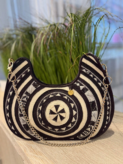 Little Mandala handwoven palm leaf bag crafted by artisans