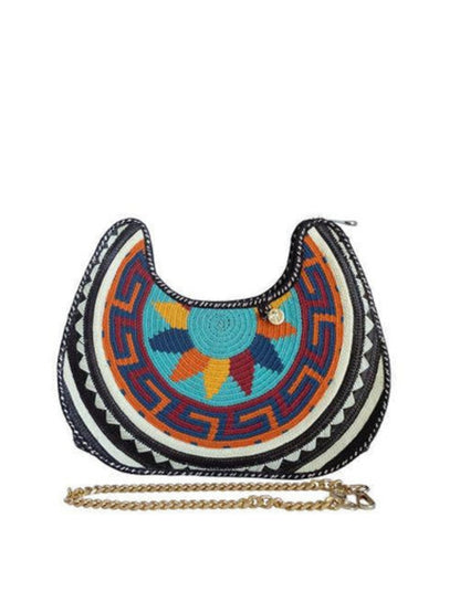 Handwoven palm leaf bag with artisan design