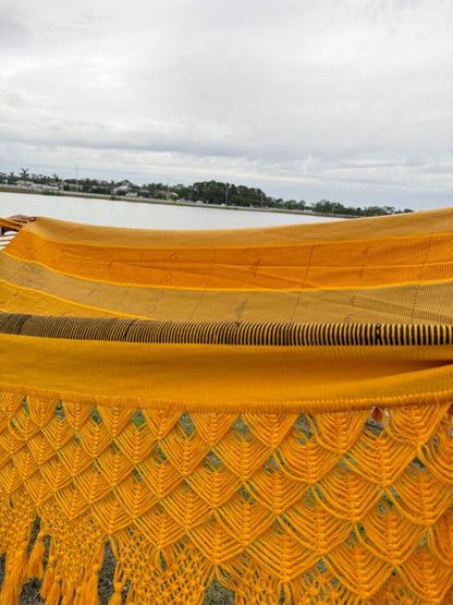 Handmade hammock with elegant macrame pattern