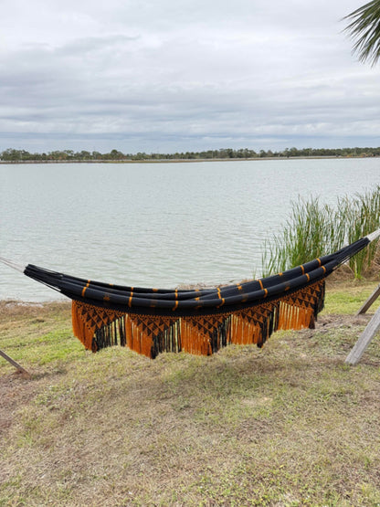 Macrame hammock with handcrafted woven texture