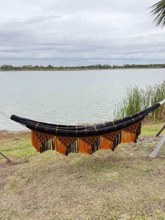 Macrame hammock with handcrafted woven texture