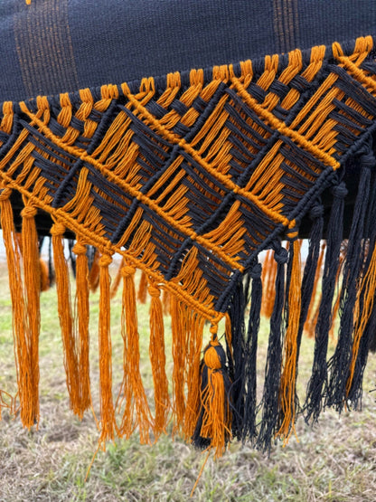 Cotton hammock with decorative woven pattern