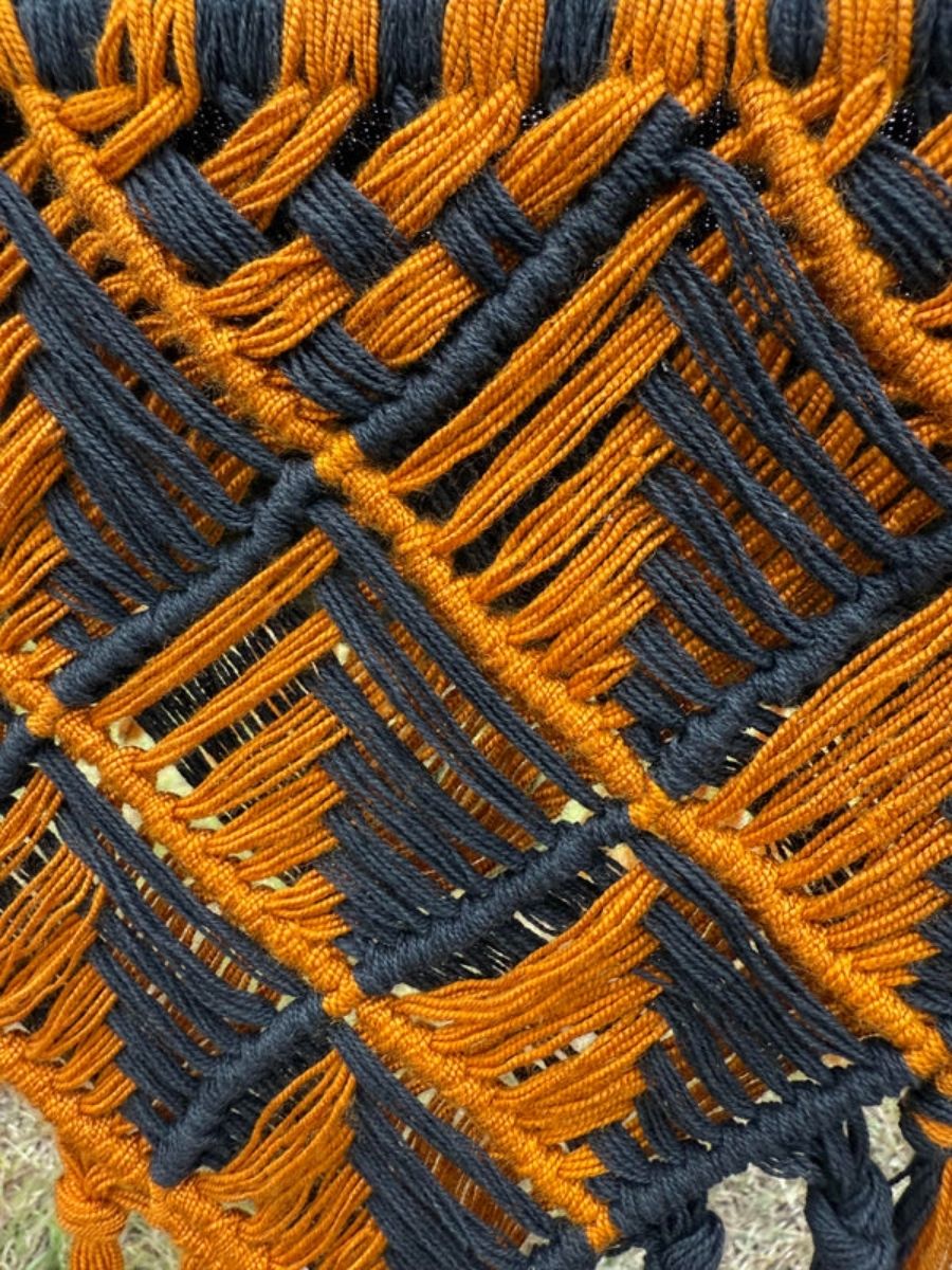 Cotton hammock with decorative woven pattern