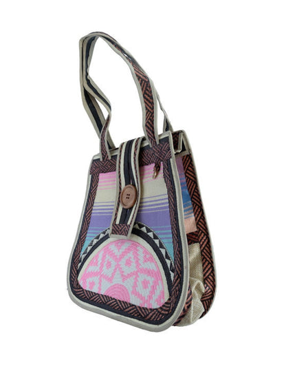 Artisan handbag with handcrafted woven style