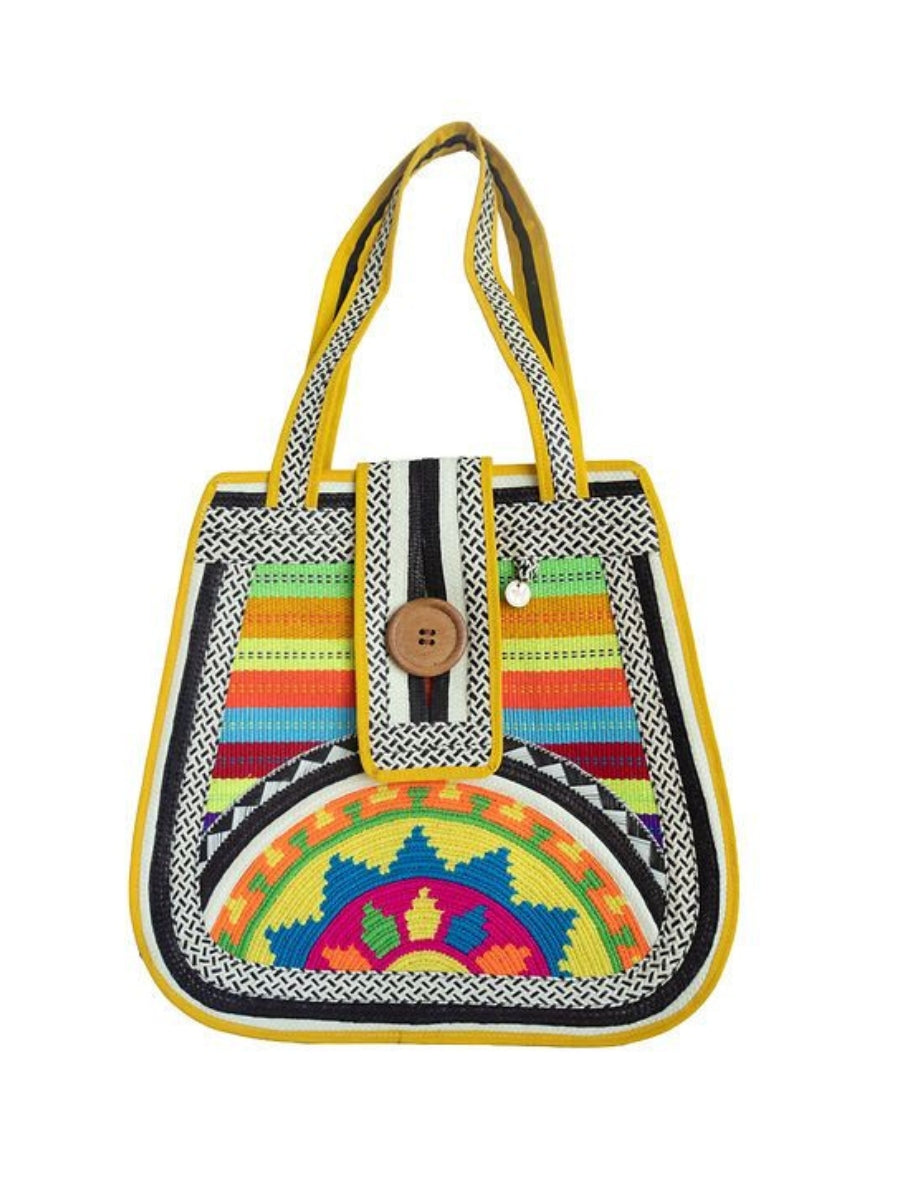 Magic vegan handbag with handwoven artisan design