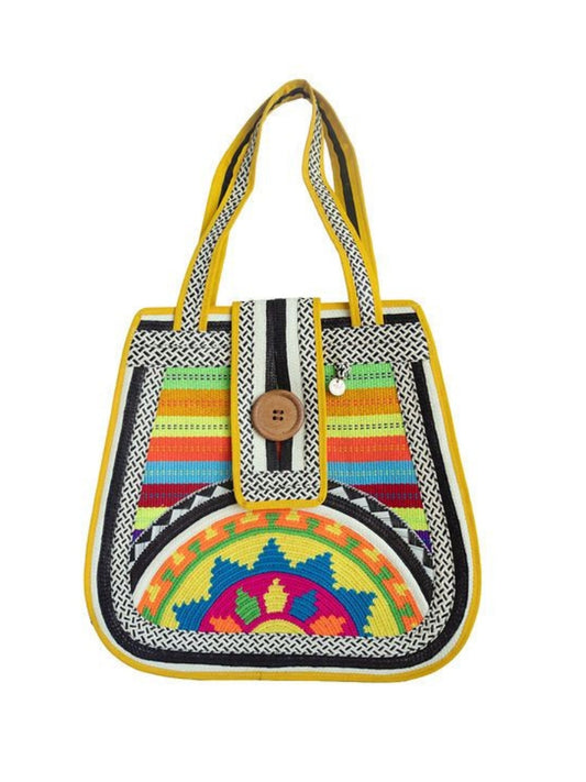 Magic vegan handbag with handwoven artisan design