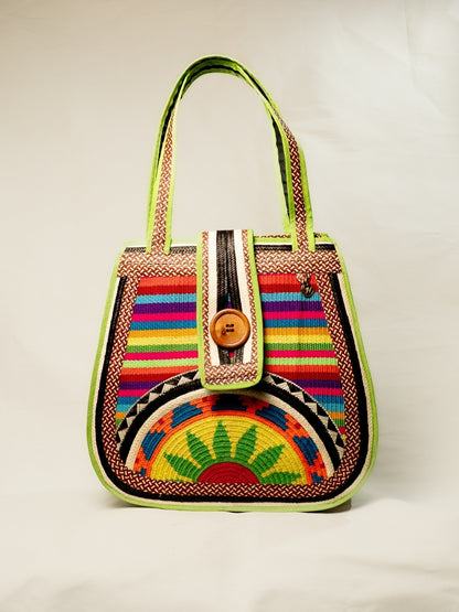 Magic vegan handbag with handwoven artisan design