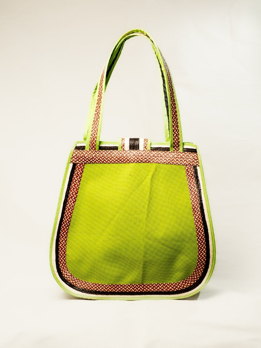 Vegan handbag with colorful woven pattern