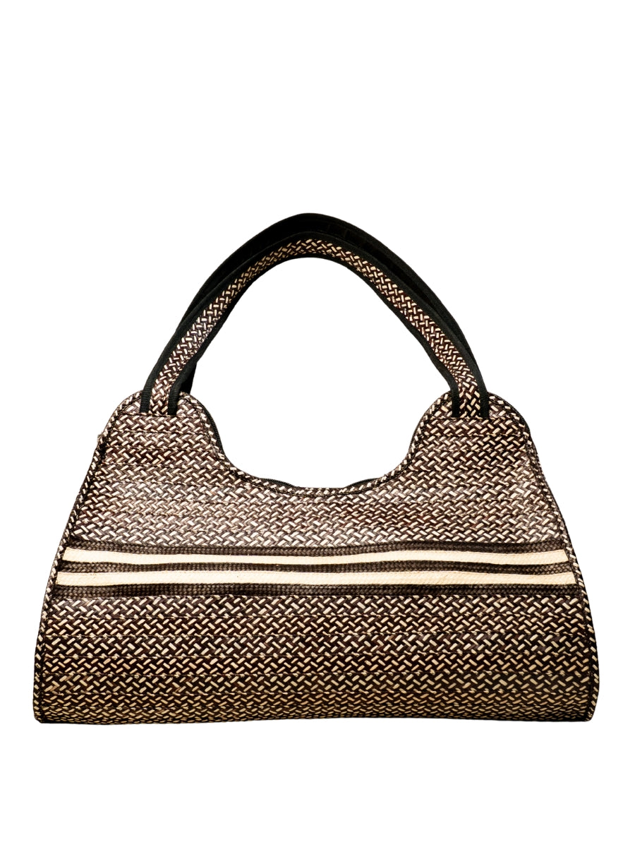 Handwoven palm leaf bag with cultural craftsmanship