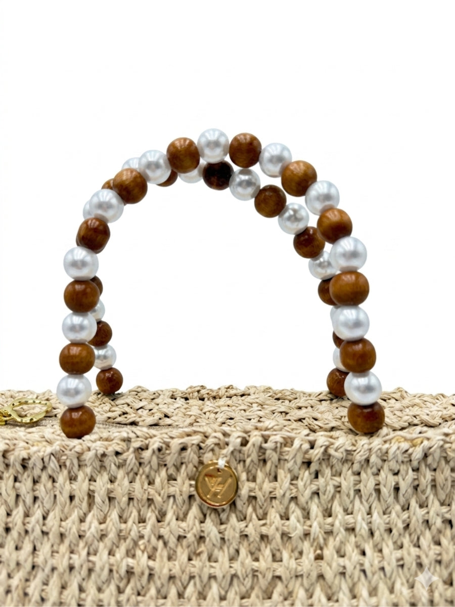 Artisan-made woven rattan handbag