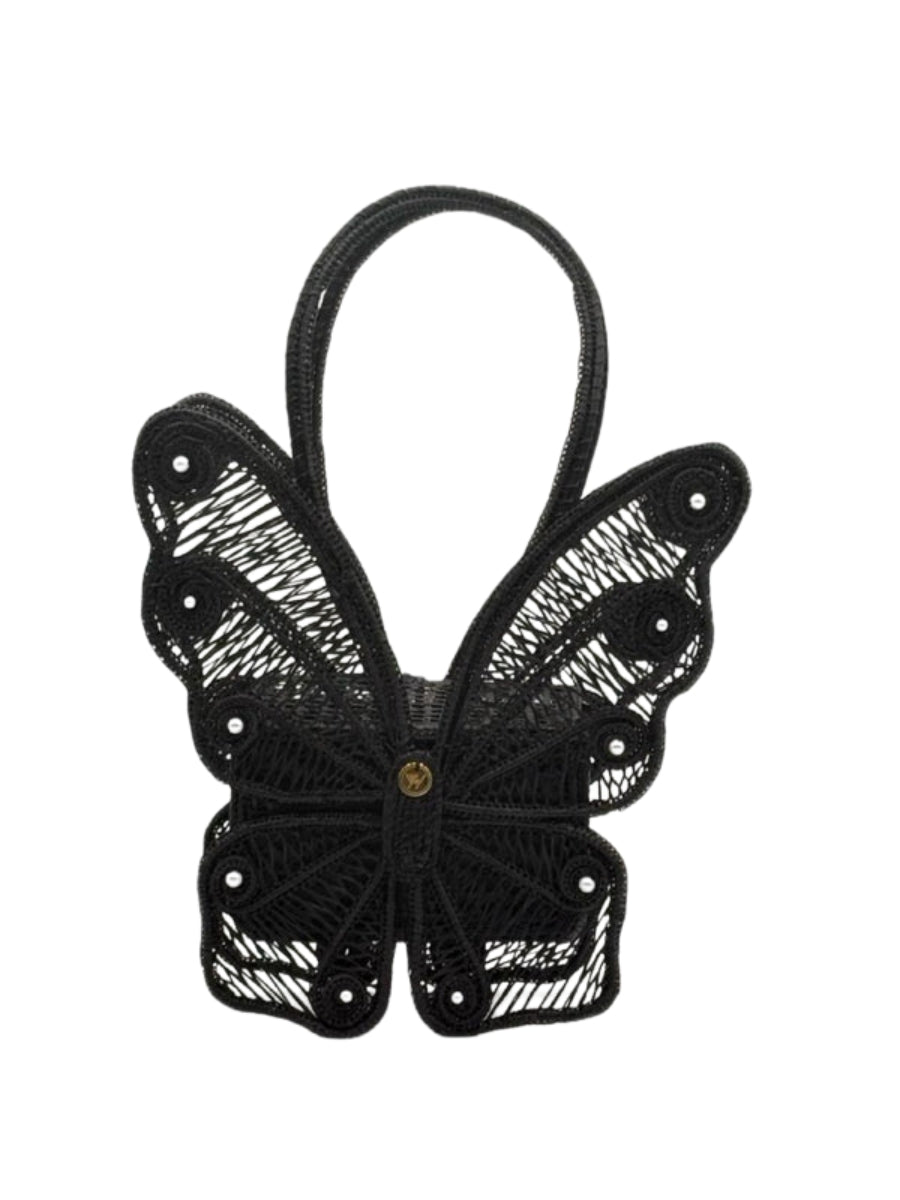 Monarka rattan bag with butterfly woven design