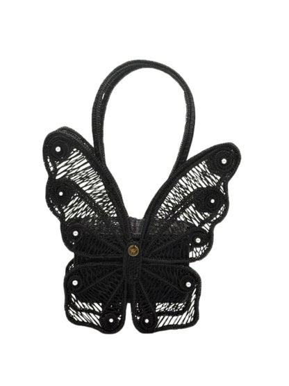 Monarka rattan bag with butterfly woven design