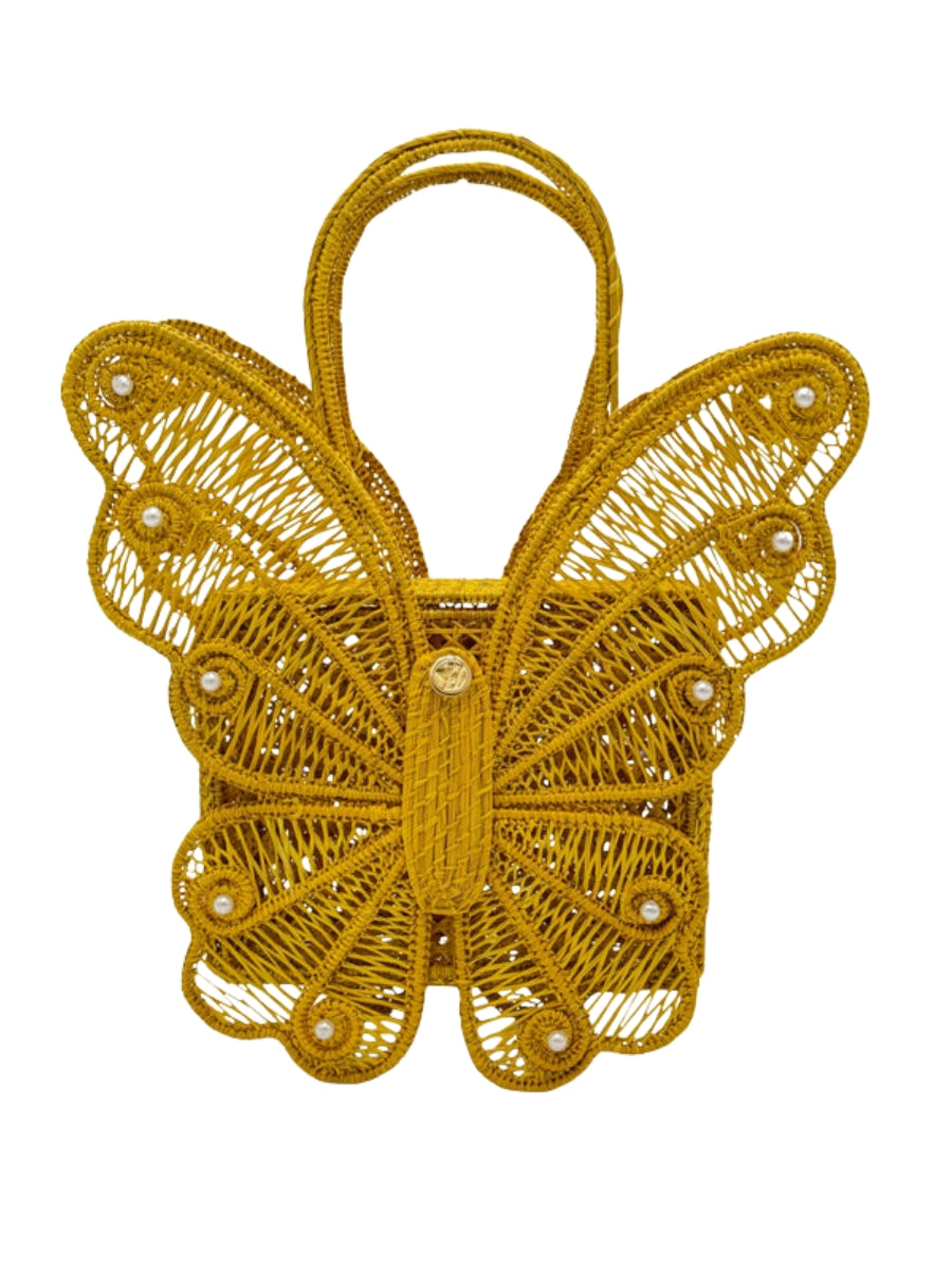 Woven rattan bag with natural fiber texture