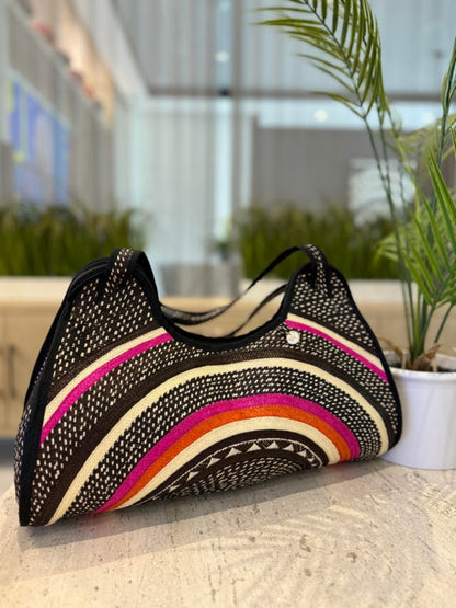 Panorama handbag with handmade woven design