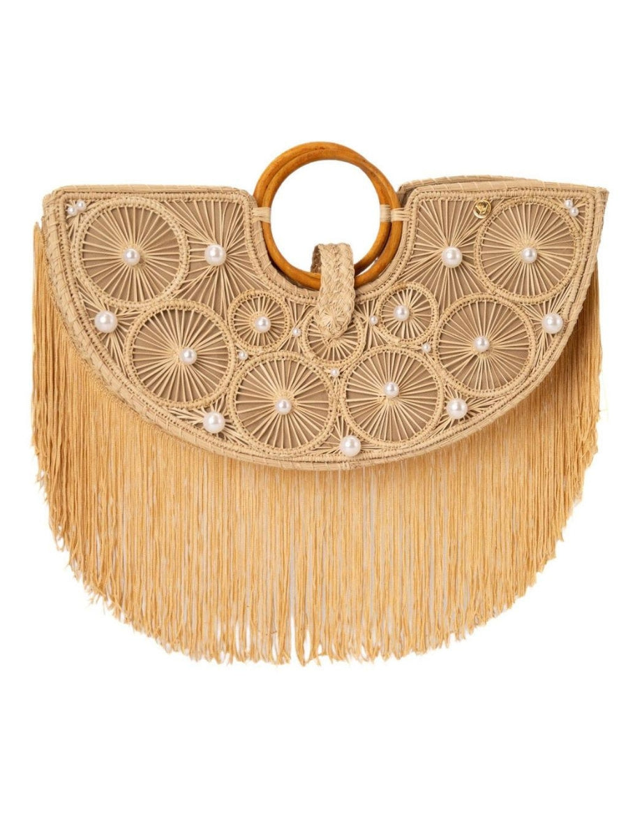 Handmade fringe bag with natural texture