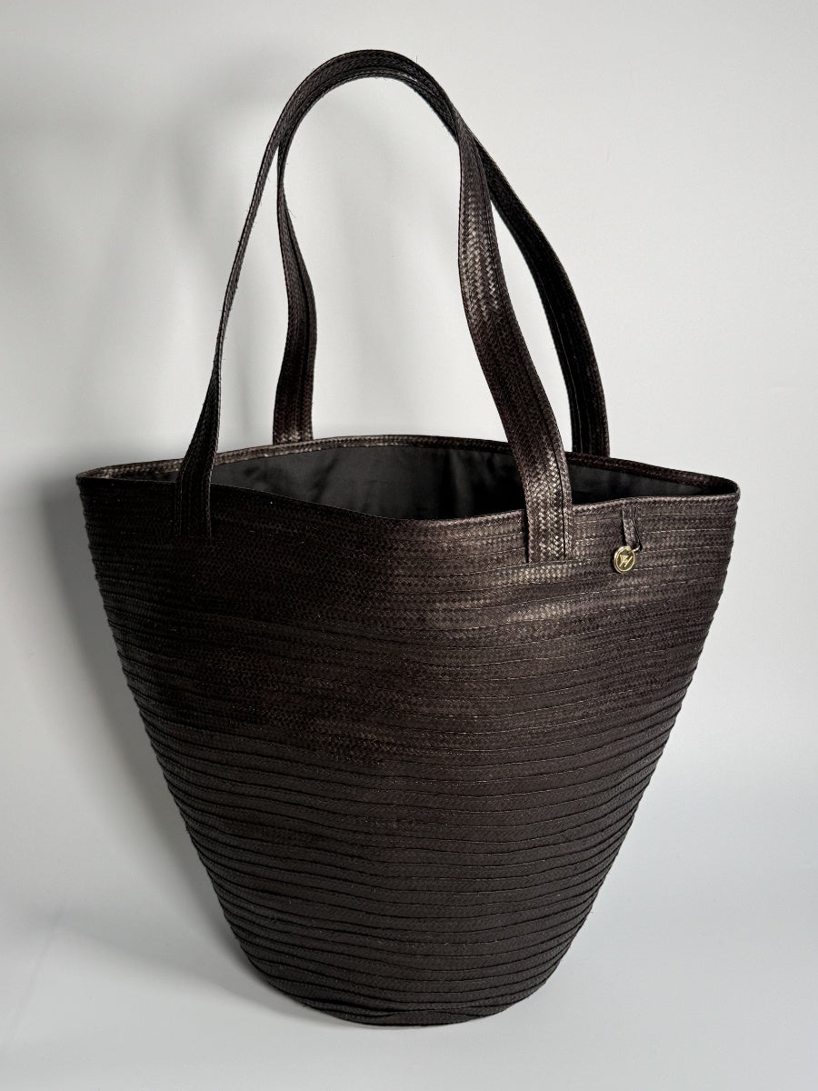 Handmade palm bag with traditional woven design black color
