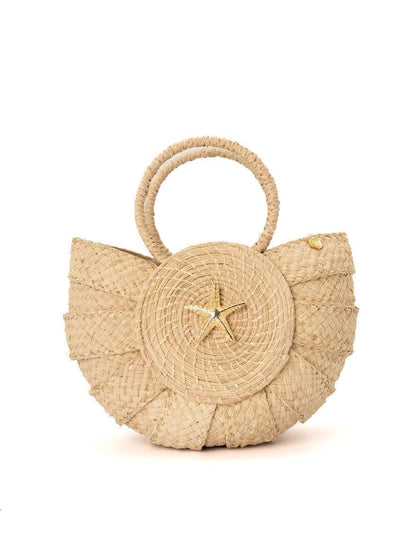 Sunstar handmade rattan bag with woven natural design