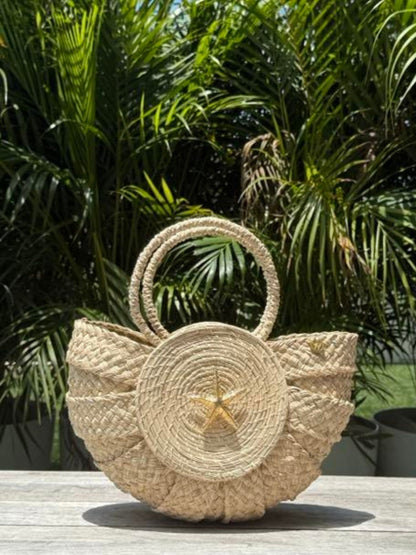 Artisan-made woven rattan handbag